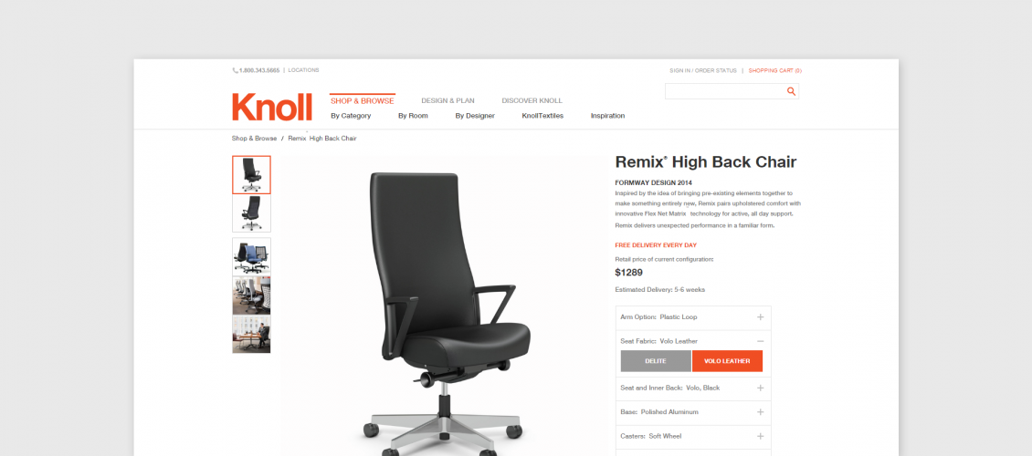 Preview of Knoll chairs customizer