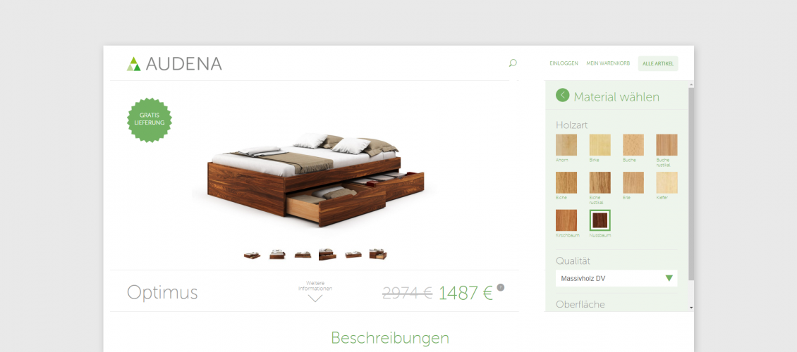 Audena bed customizer