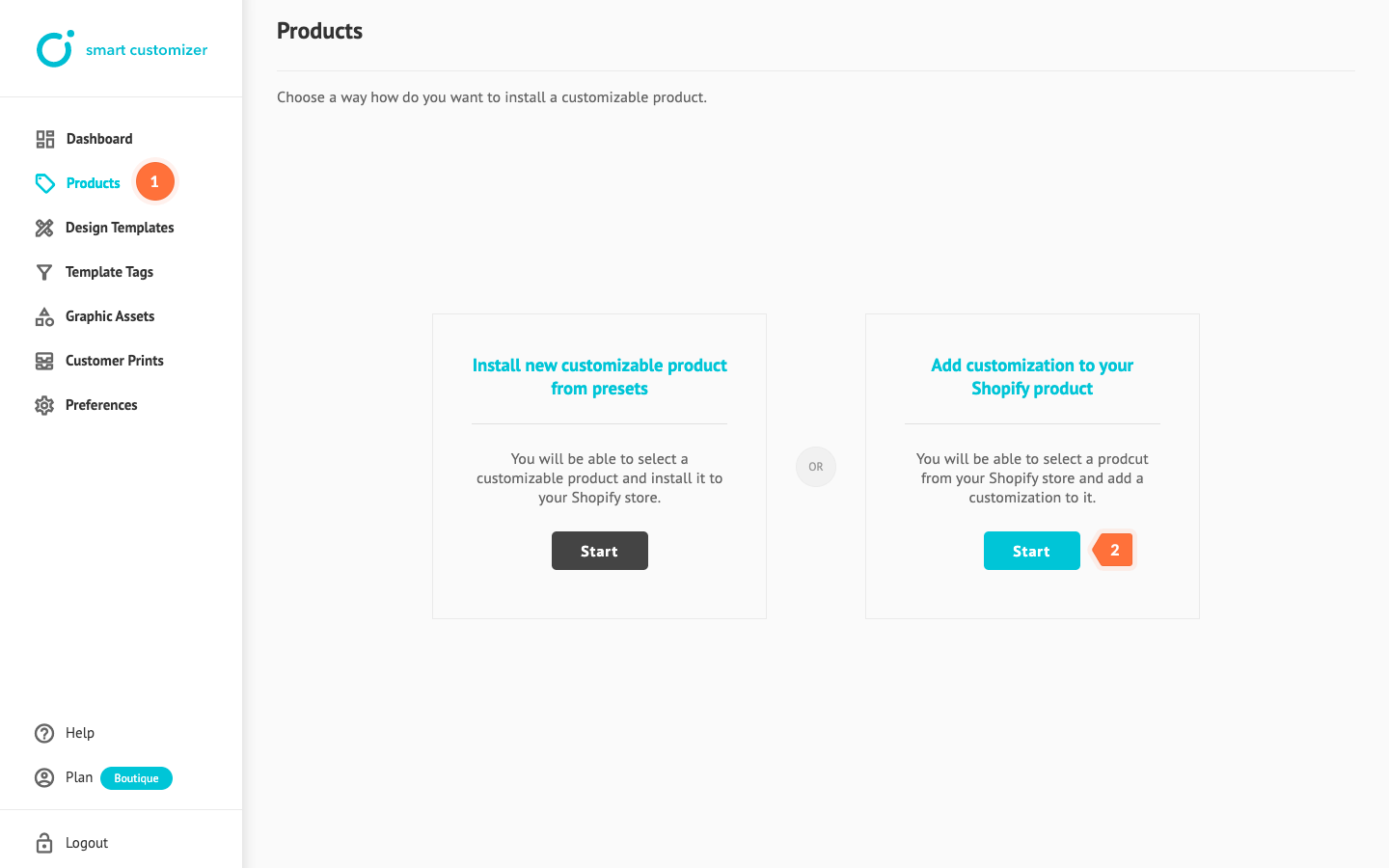 Setup Customizable products for Shopify