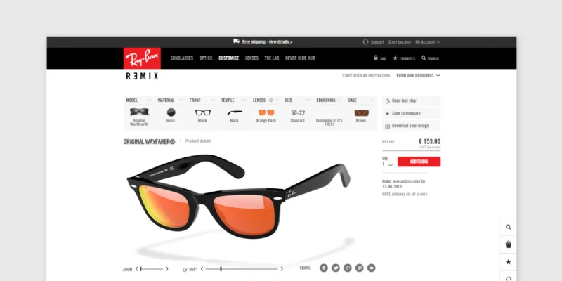 Inspo cover: Ray-Ban sunglasses customizer