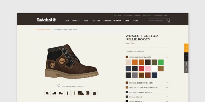 Inspo cover: Timberland shoes customizer solution