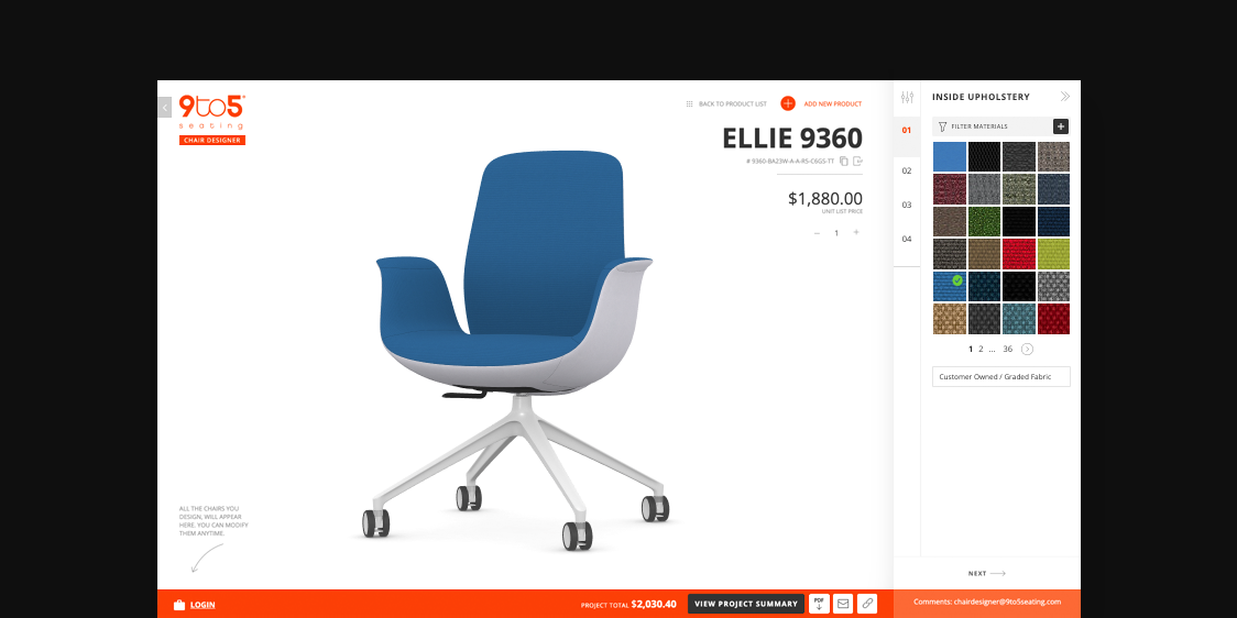 9to5 Seating Case Chair Configurator