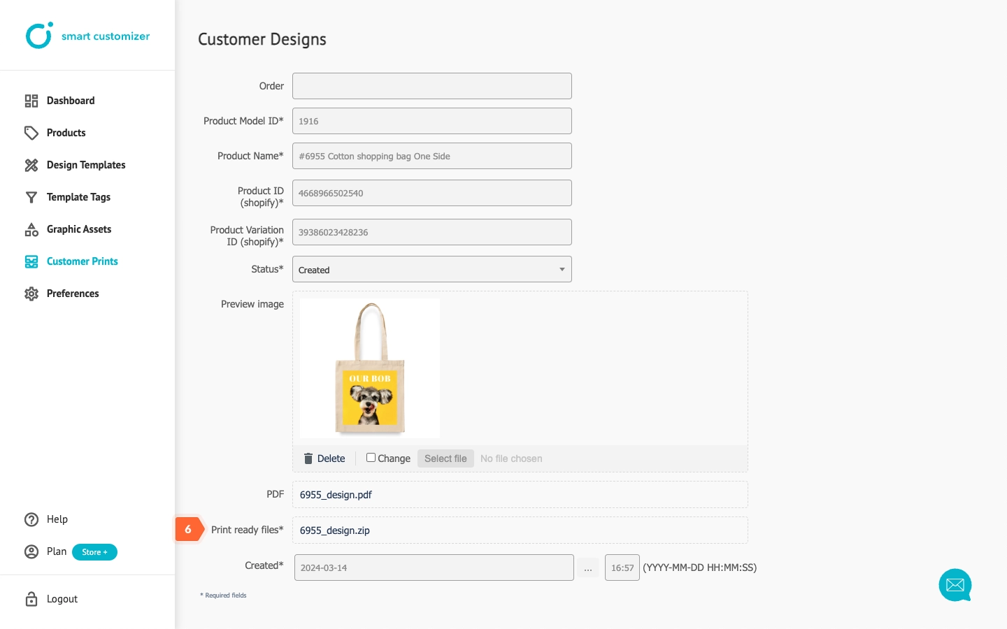 Order page in Shopify