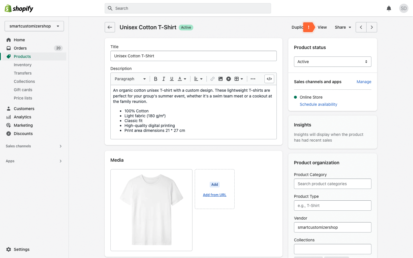Editing product information in your Shopify store