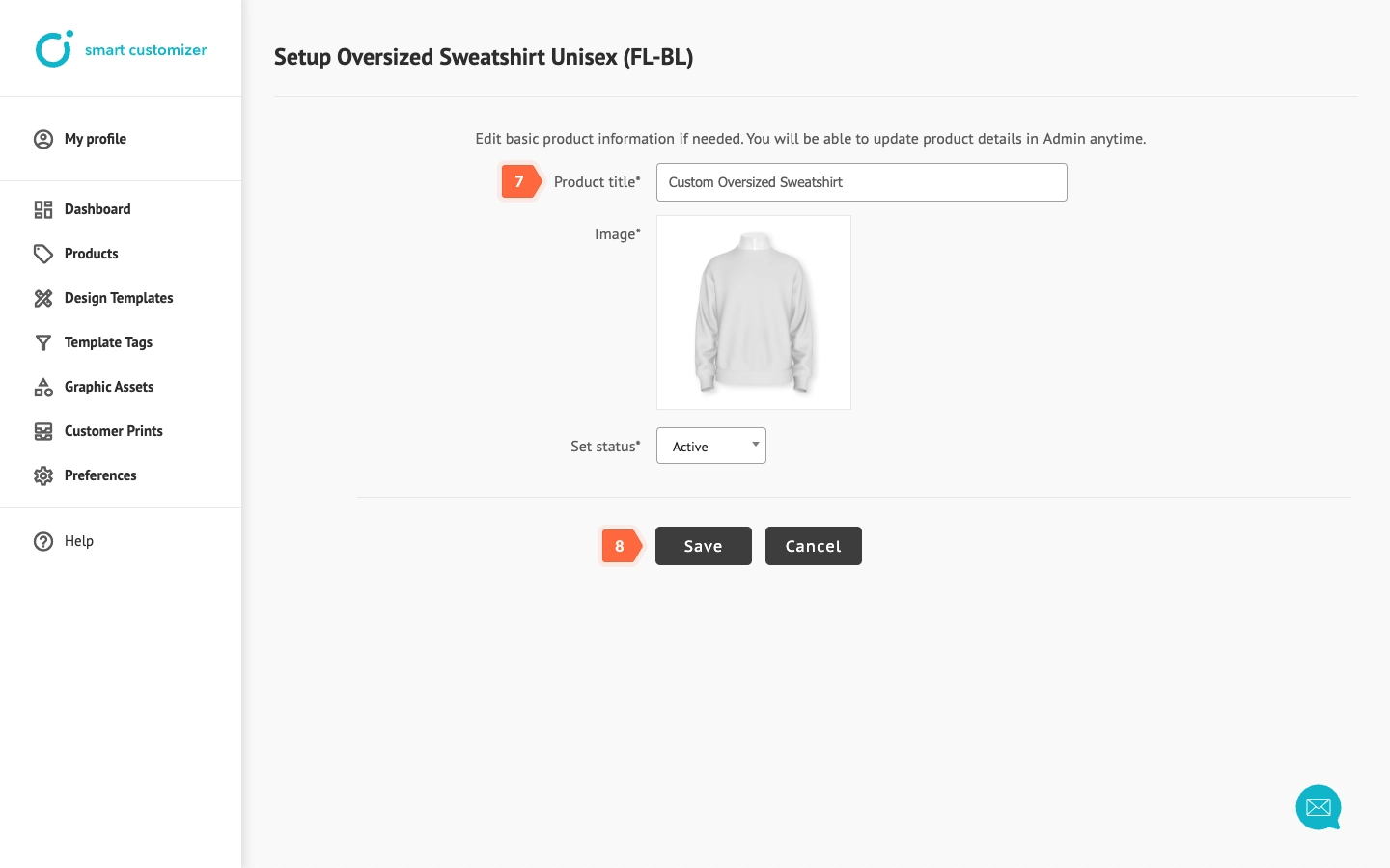 Customizable product information