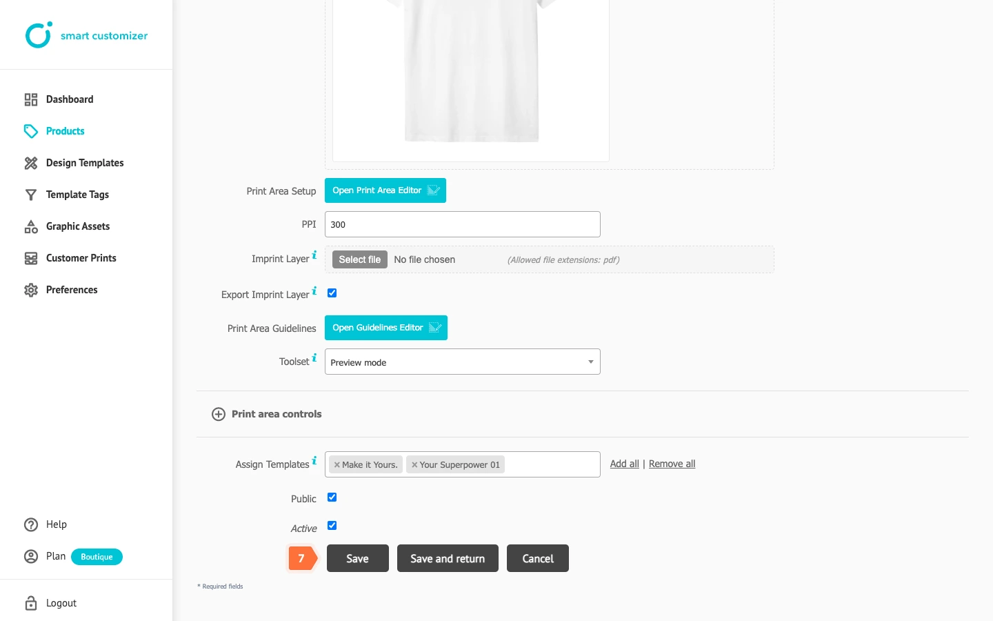 Publish customizable product on Shopify