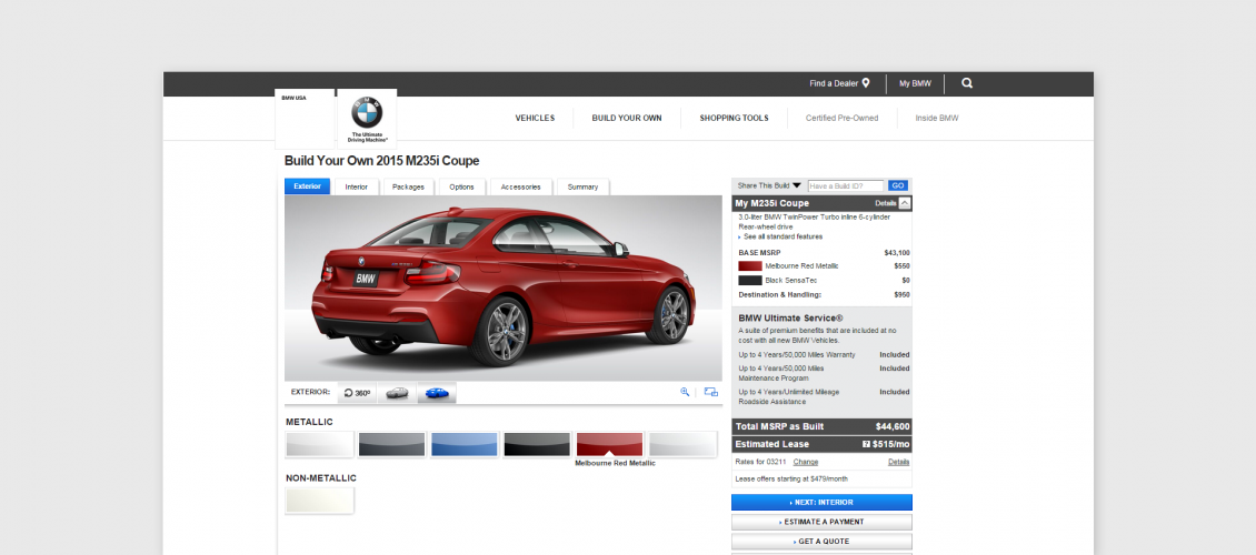 Preview of BMW car CPQ platform