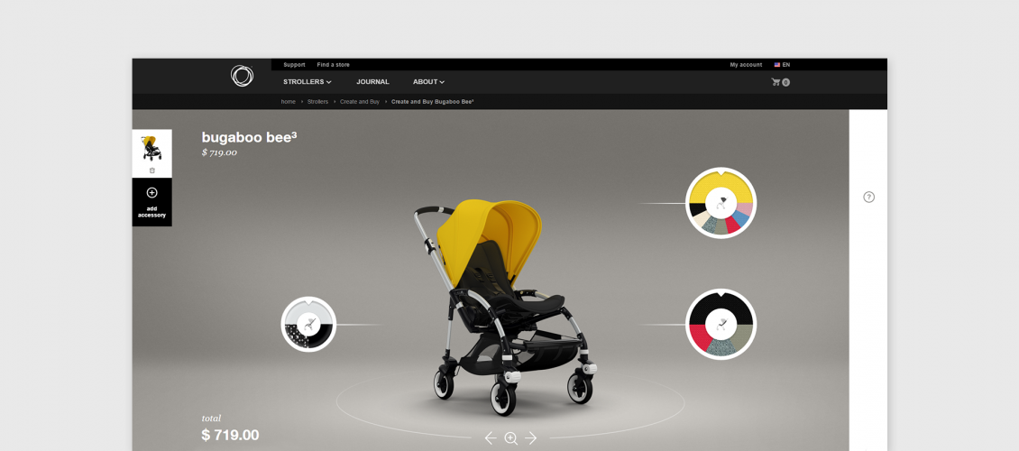 Preview of Bugaboo baby stroller customizer