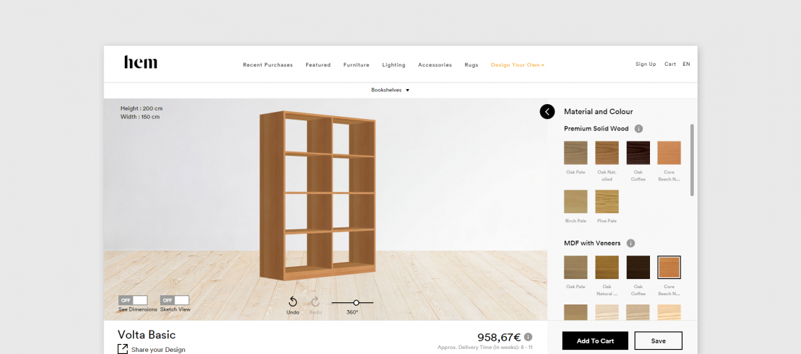 Preview of Hem furniture visual customizer
