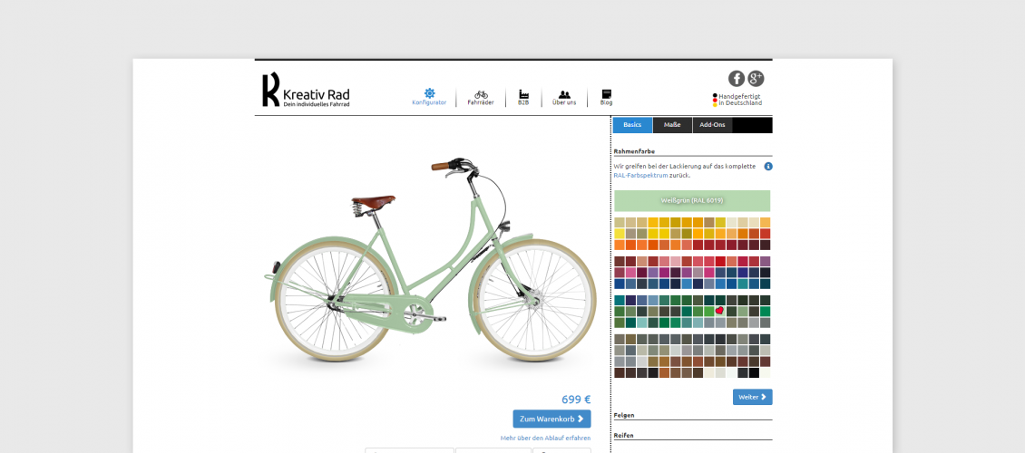 Preview of Kreative Rad bike configurator