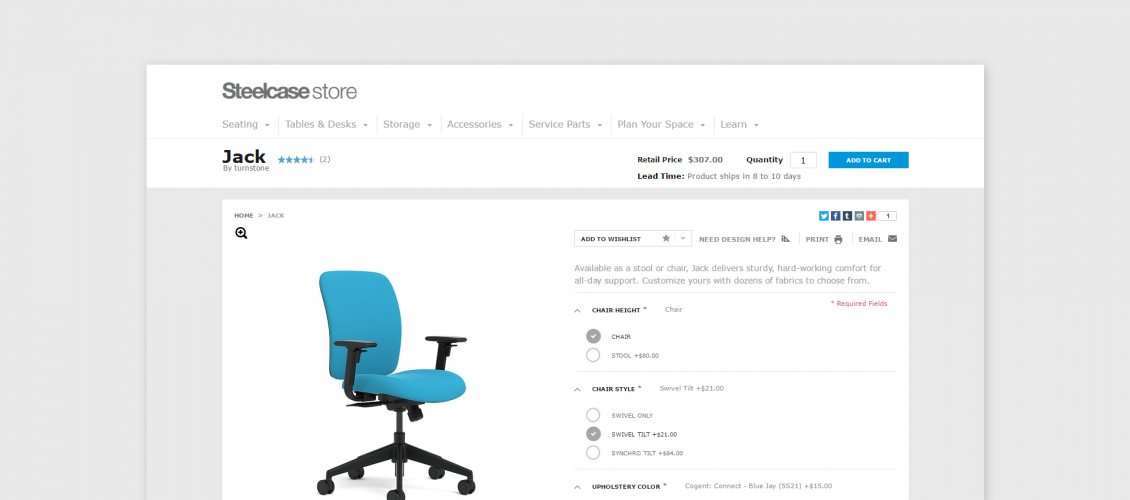 Preview of Steelcase store chair configurator