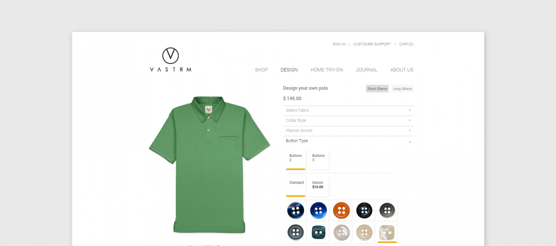 Preview of Vastrm shirts online customizer