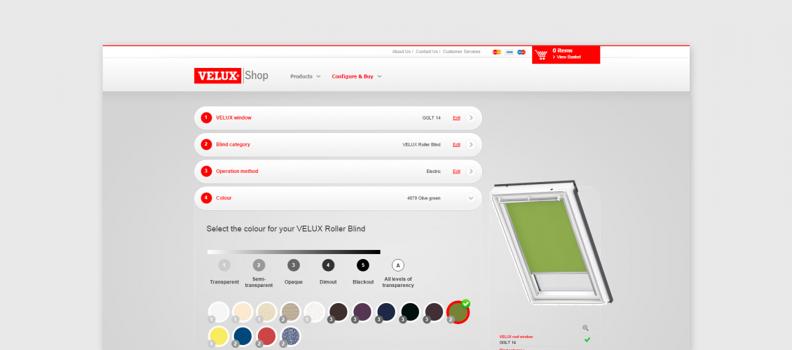 Preview of Velux roller blind customizer